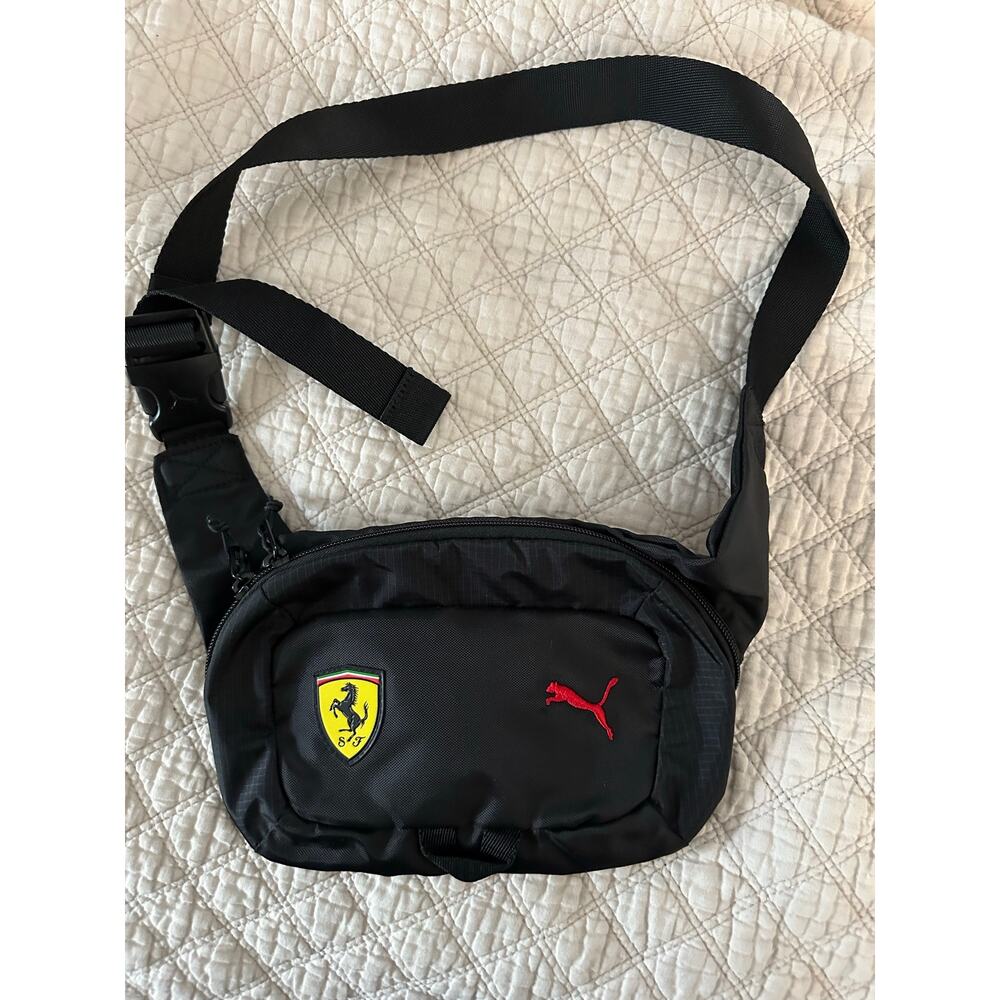 Scuderia Ferrari x Puma Fanny Pack Bum Waist Belt Bag Black w/ Red Interior